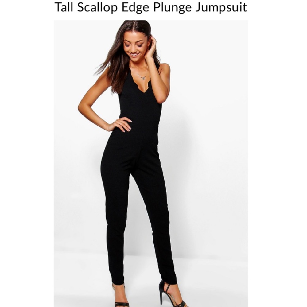 Black scalloped edge jumpsuit